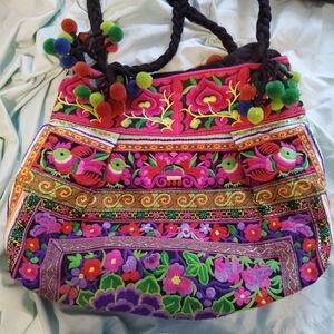 Vibrant Embroidered Tote Bag